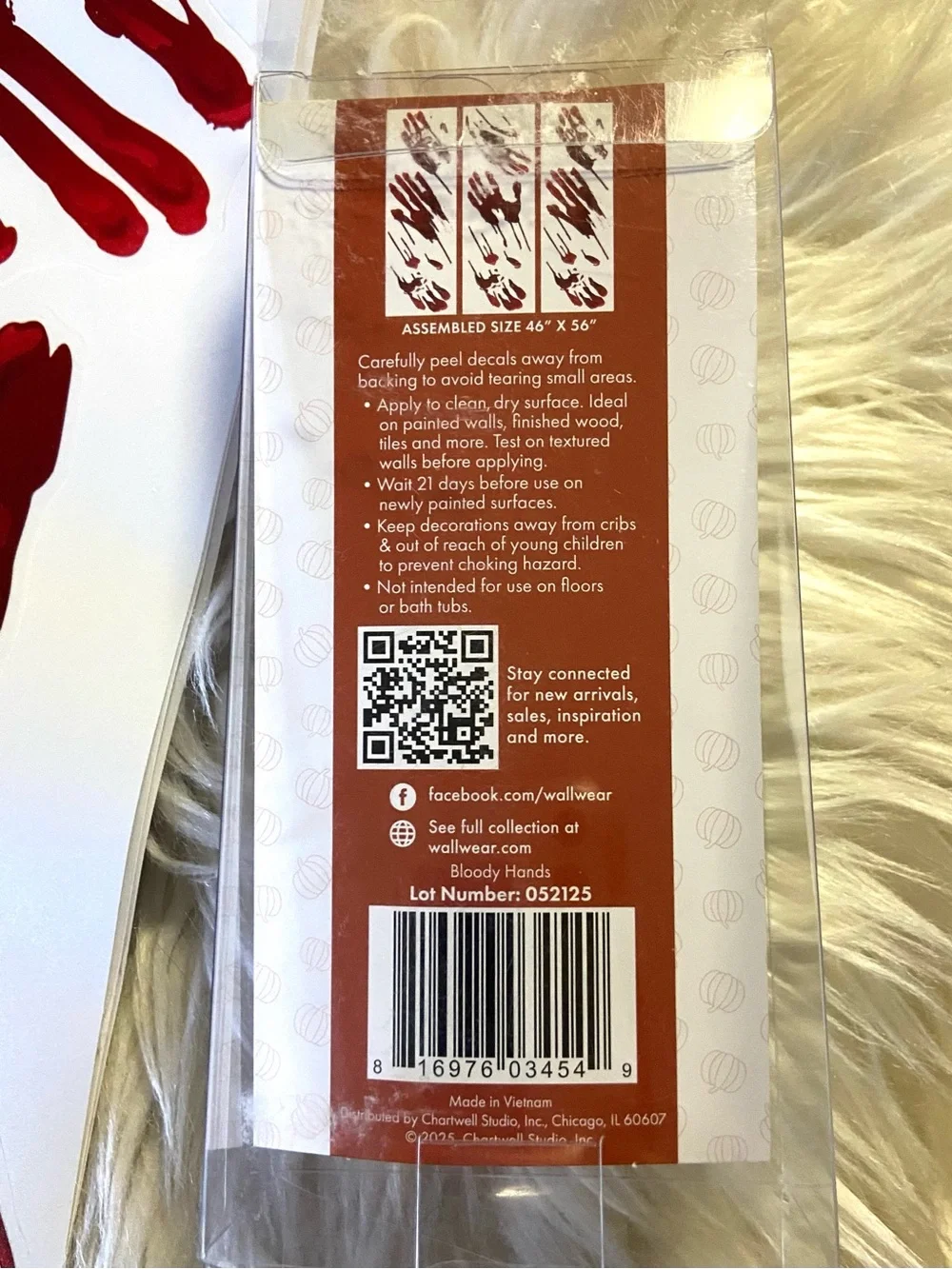 NWT Peel & Stick “Bloody handprint” Removable Wall Decals